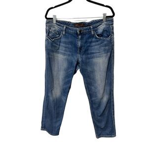 Joe's Jeans Mid-Rise Cotton Stretch Easy Cropped Denim Blue Medium Wash Size 28